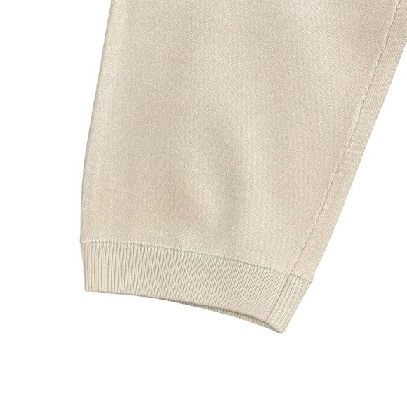 Monrow Womens Beige Knit Jogger Pants Ribbed Cuffs & Drawstring Waist Sz Large - Picture 3 of 7